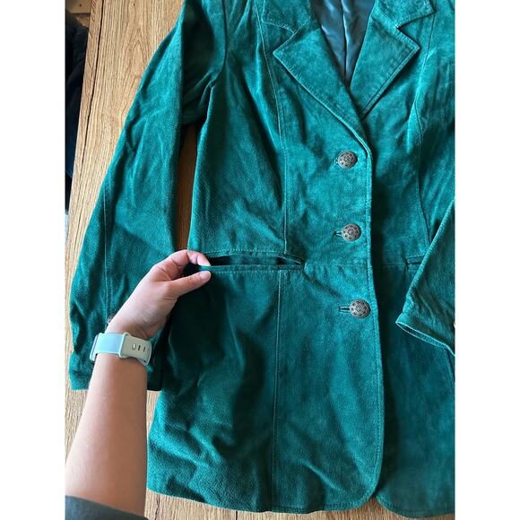 D & Co Vintage Green Suede Jacket Size X Small - Picture 3 of 6